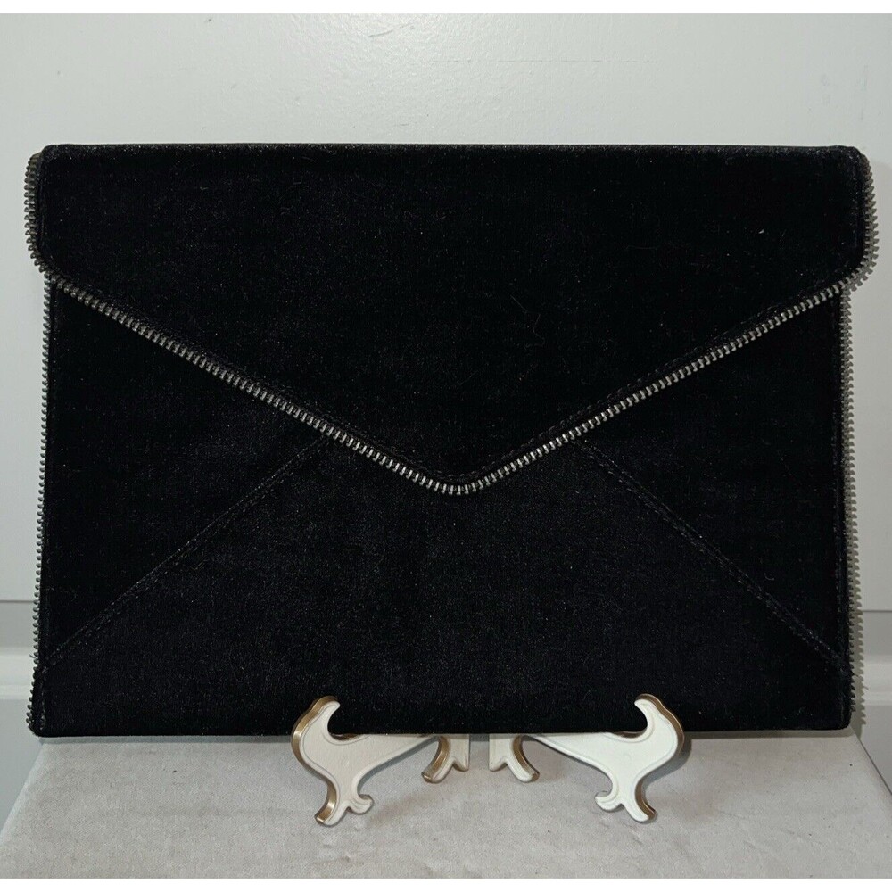 Rebecca Minkoff Leo Velvet Envelope Clutch, Black, 11”Wx8”H - NWT